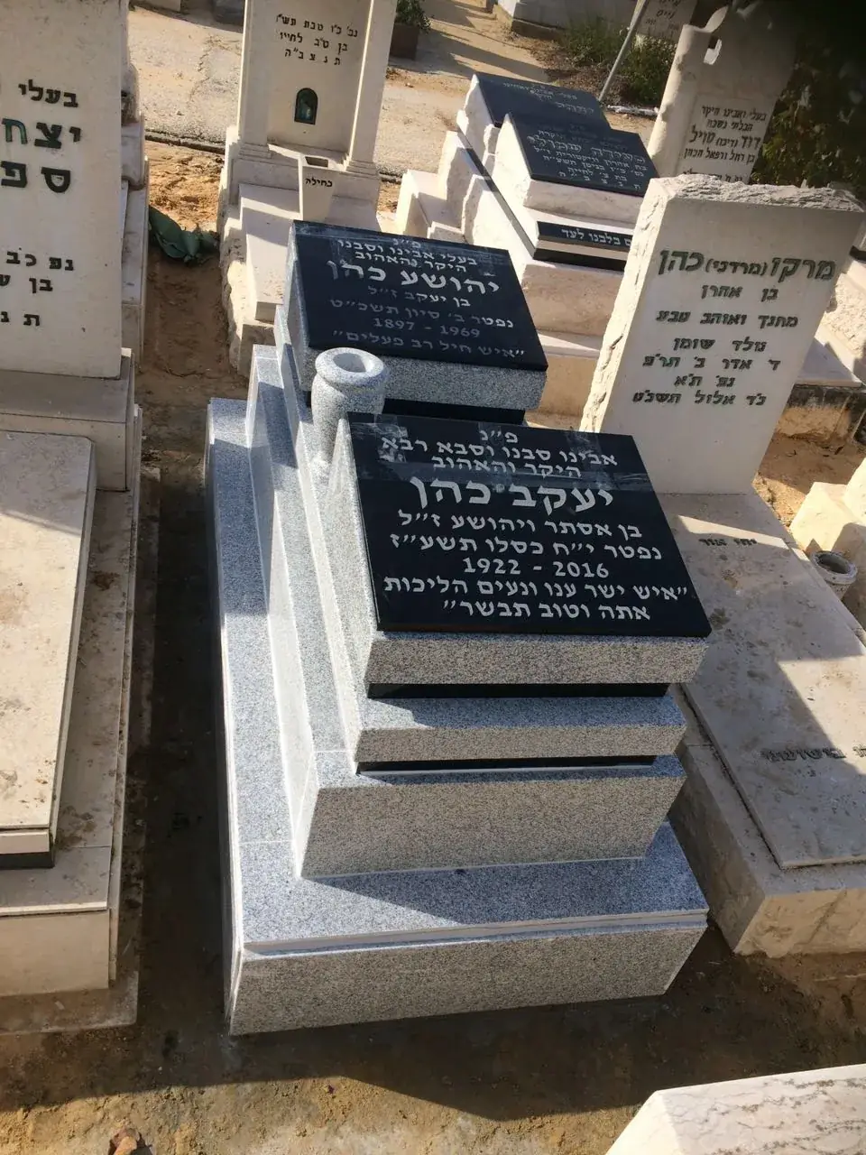 מצבה מכפלה עם כריות מגרניט שחור